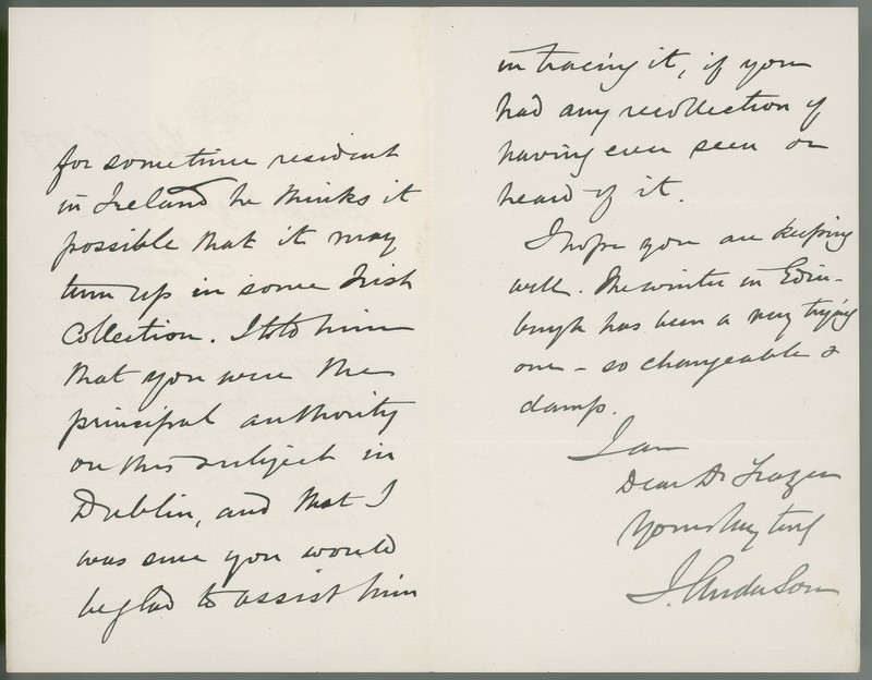 [Letter from Joseph Anderson (Society of Antiquaries of Scotland) to ...