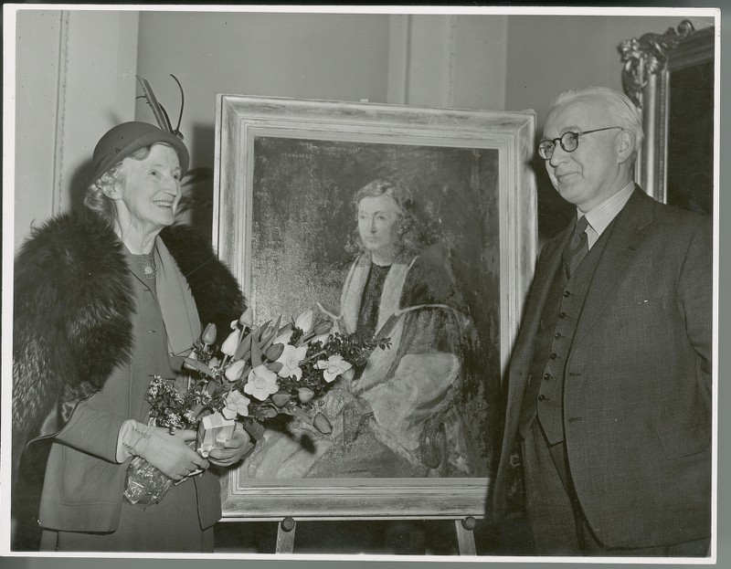 Photograph of Mary Macken and Michael Tierney at the presentation of a ...