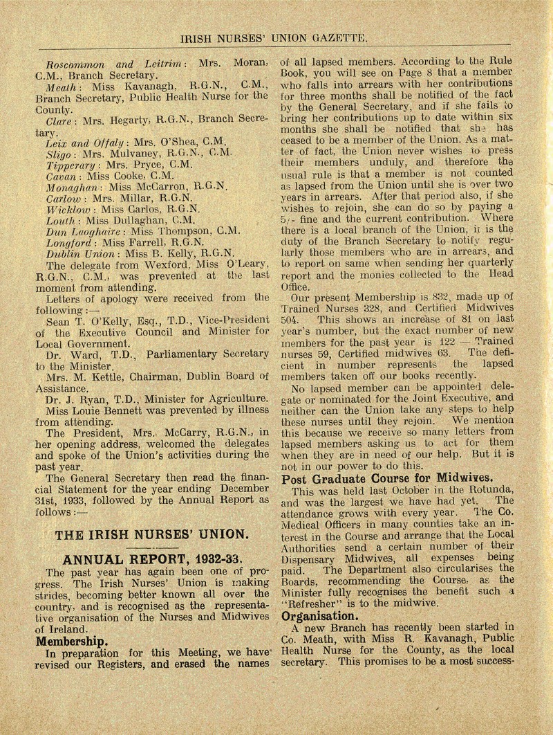 Irish Nurses' Union Gazette - UCD Digital Library